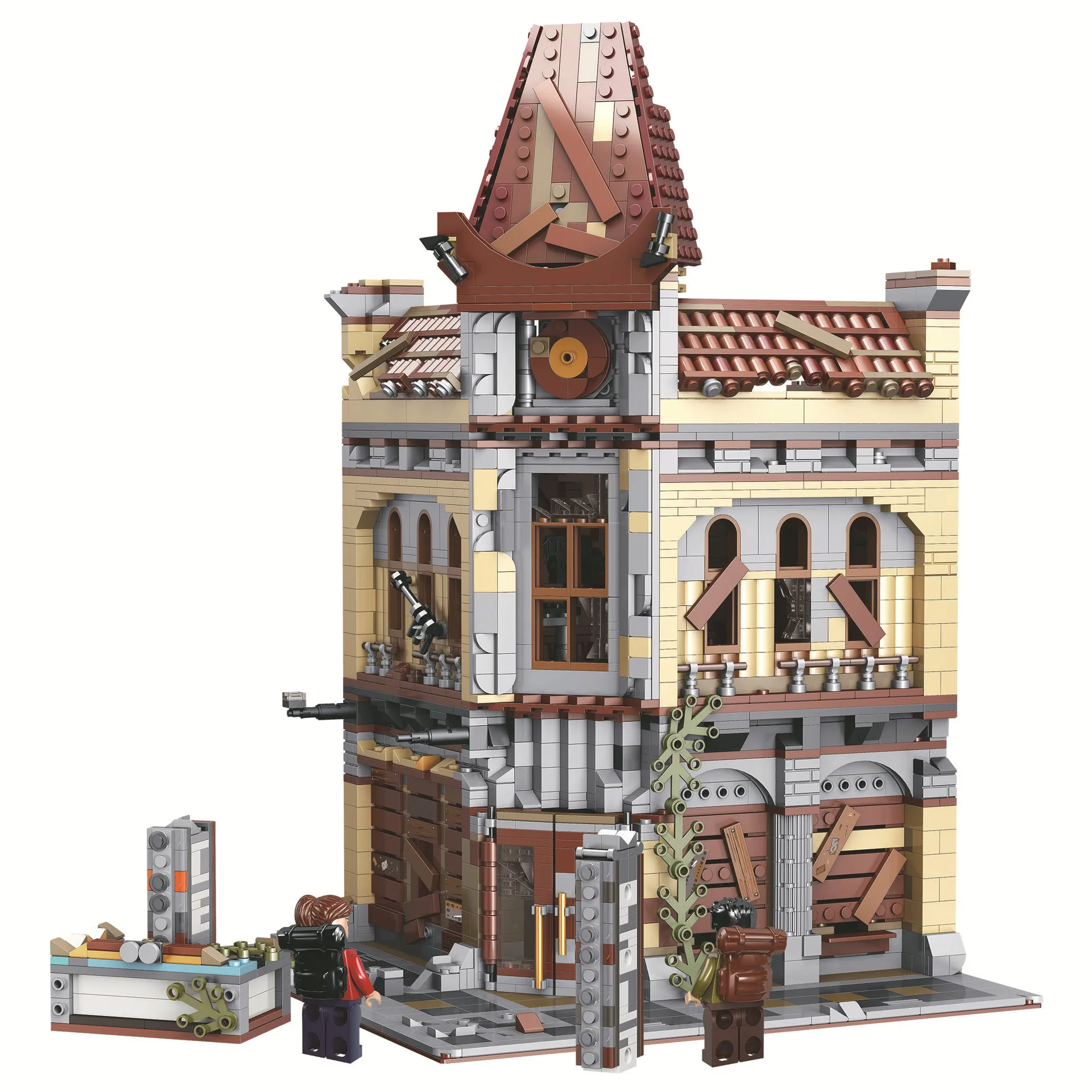 

MOC City Street View Series The Town Hospital University Post Model Kit Building Blocks Fit Creator Expert Bricks Toys DIY Gifts