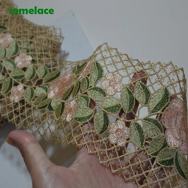 (1 ярд ~ 2 ярда 5 ярдов/Лот) 10 см широкая коричневая сетка полые розовые зеленые