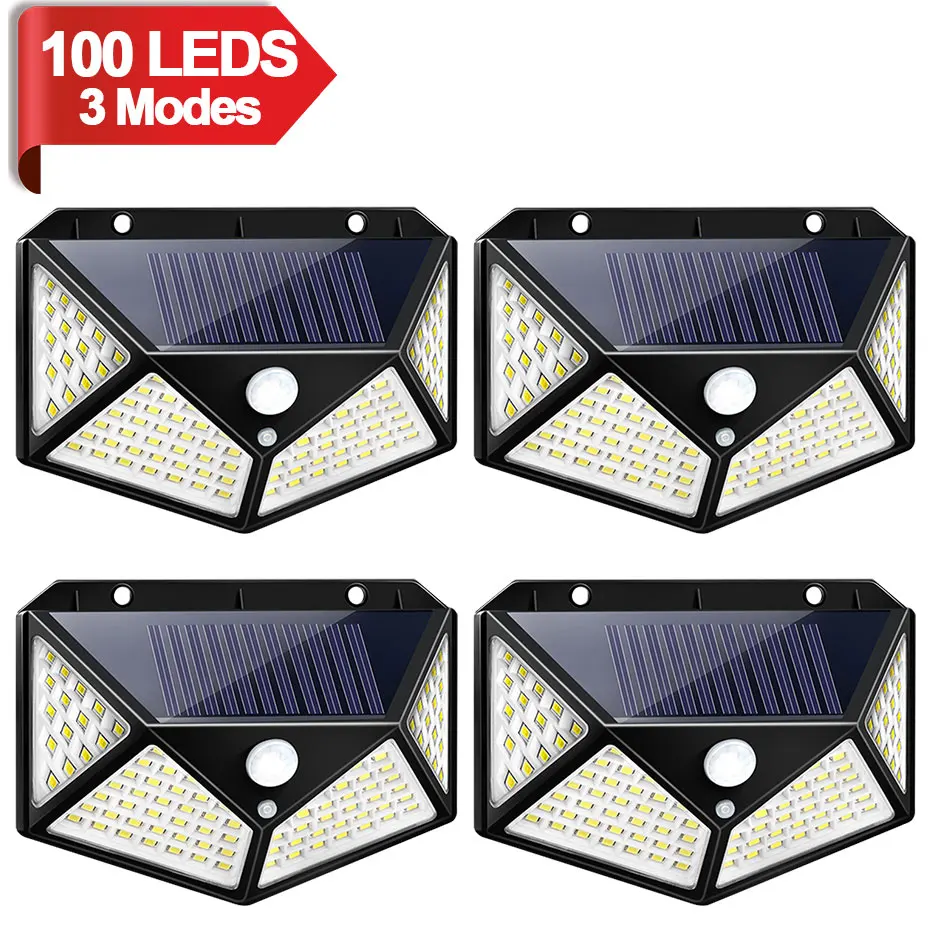 

Solar Powered Waterproof Solar Lamp 100LEDs Outdoor Solar Lamp with Motion Sensor Sunlight Spotlights Wall Lamp PIR Wall Light