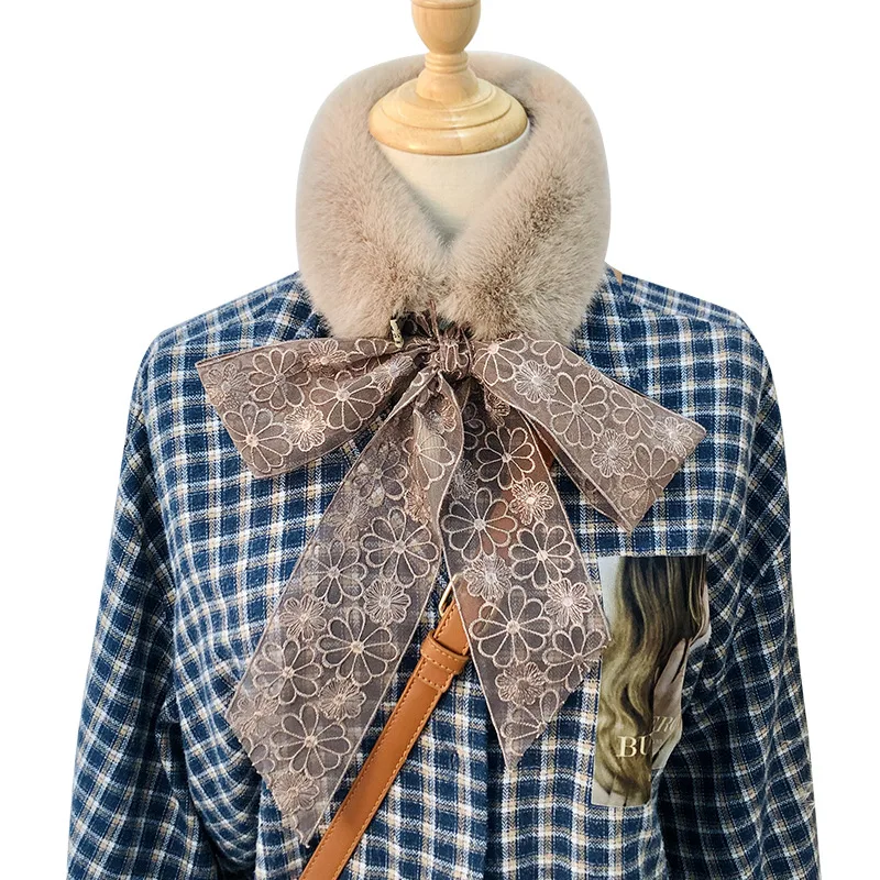 

New 2021 Women Winter Thicken Plush Rabbit Fur Scarf Solid Color Shawl Neck Warmer Neckerchief Long Wraps Bandana Hijab