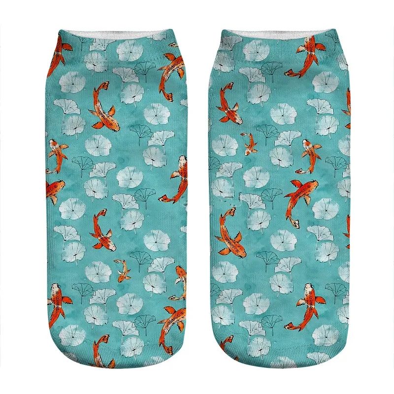 

Женские носки, кавайная икат, Носки с рисунком красной рыбы, женские носки в стиле Харадзюку, веселая забавная новинка, милые подарочные нос...