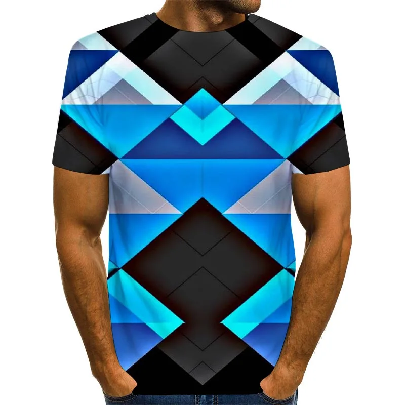 Для мужчин's футболка с геометрическим рисунком 3D печати t рубашка летняя