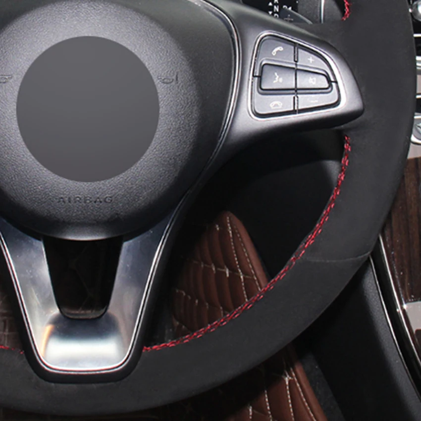 

Black Suede DIY Car Steering Wheel Cover for Mercedes Benz C180 C200 C260 C300 B200 E200 E300 CLS260 CLS300 GLC260 GLC300 A180