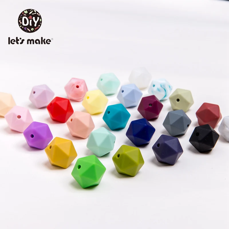 Let's make-Cuentas multifacetadas de silicona, 50 piezas, 14mm, cuentas de Color caramelo, seguro para beb&eacute;, DIY, puede masticar, collar de lactancia, mordedor para beb&eacute;-0
