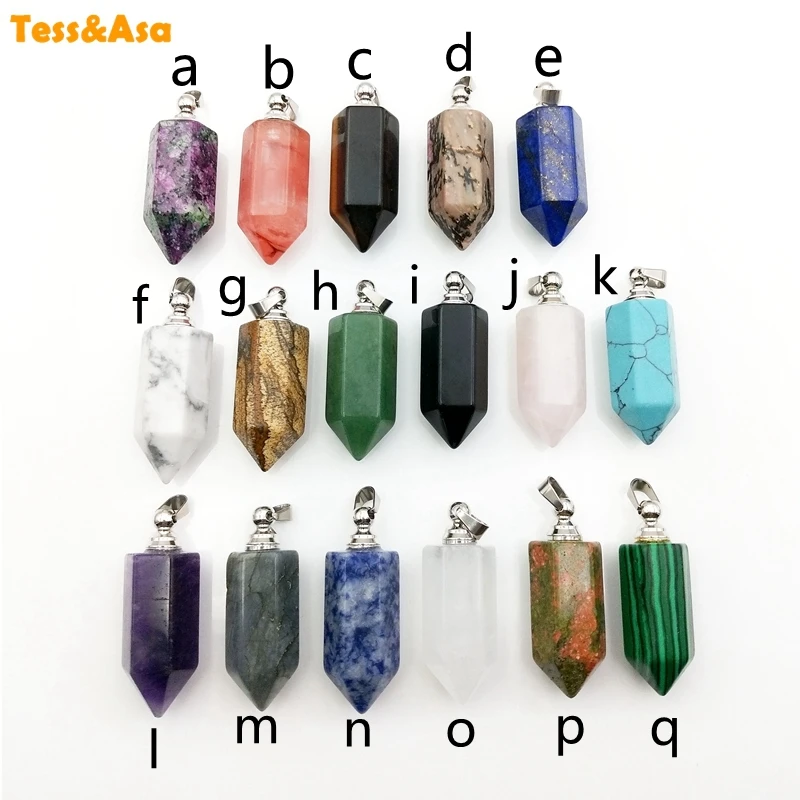 

Natural Chakra Quartz Healing Bottle Bullet Opened Pendant Hexagonal Point Necklace European and American Jewelry