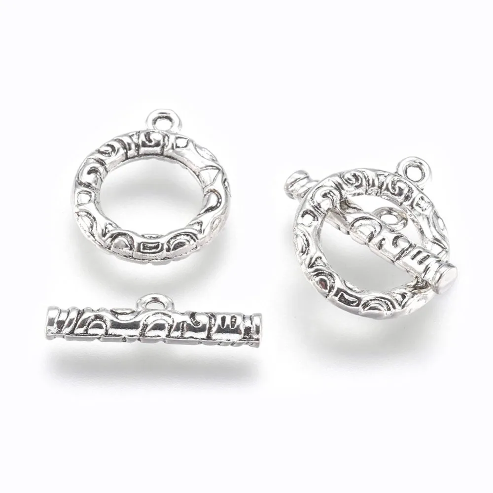 

10Set Nickel Free & Lead Free Alloy Toggle Clasps Long-Lasting Antique Silver Ring:20x17x3mm Hole:2mm Bar:22x7x3.5mm Hole:2mm