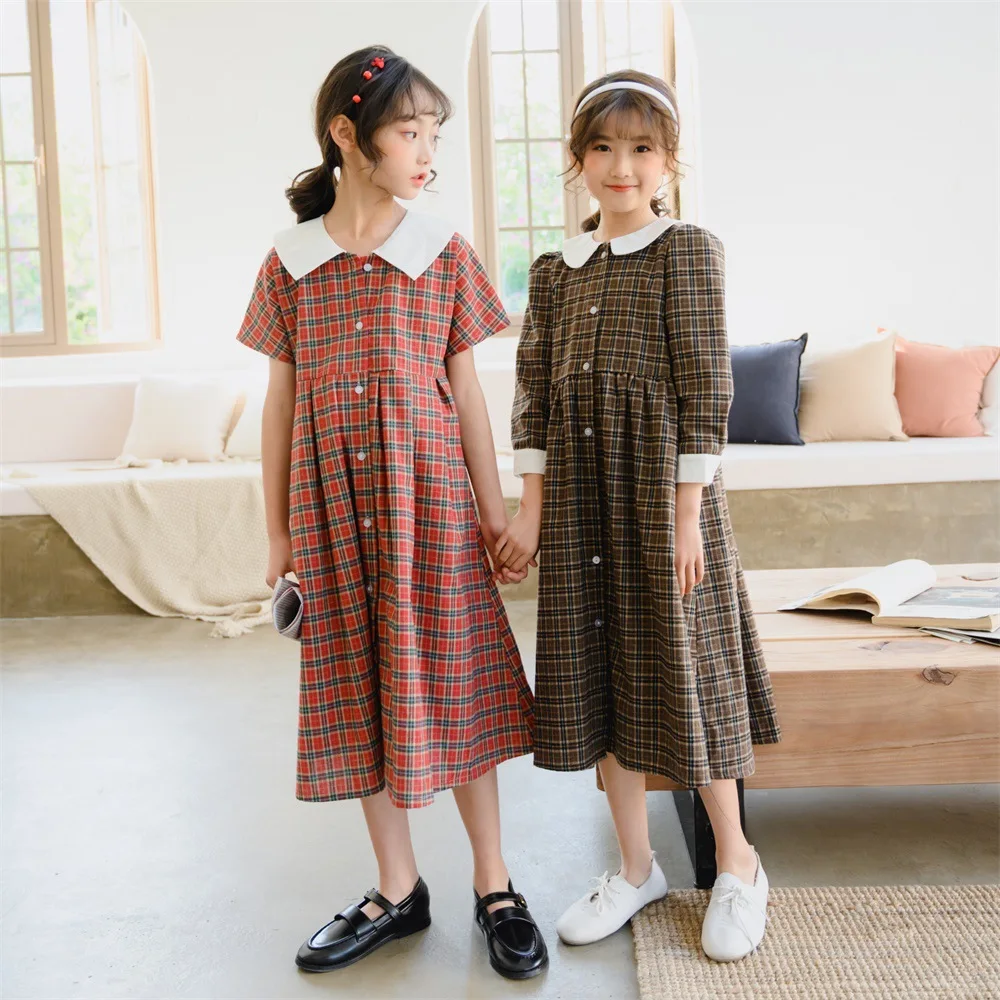 Girls Dress For girls Big Bow Casual Plaid Girl 2020 Autumn Spring Kids Dresses 4 6 8 10 12 14 16 18 | Детская одежда и обувь