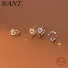 Женские серьги-кольца WANTME из серебра 925 пробы, с цирконом