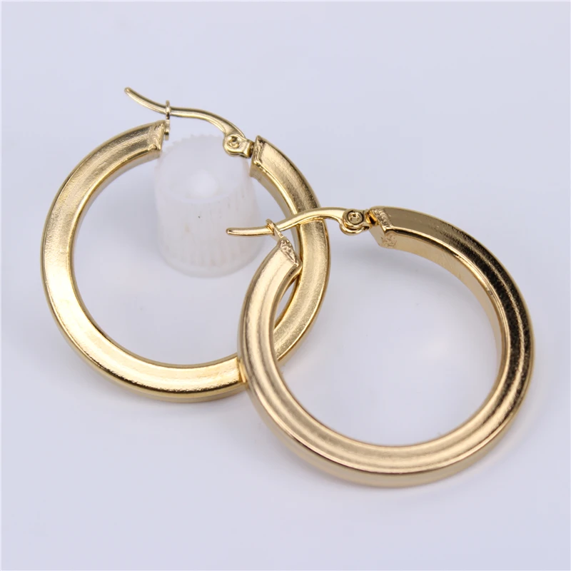 Горячая полые несколько размеров золото/серебро Цвет классические ювелирные изделия из нержавеющей стали гладкие серьги-кольца для вечеринки для женщин LH773