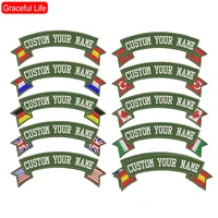 embroidered custom name patches iron sew on for clothes with country flag military biker punk war badges embroidery backing