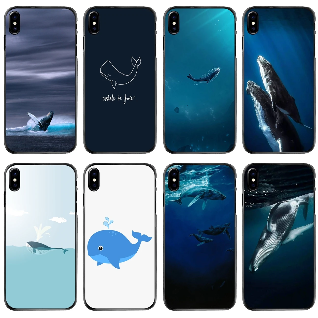 Жесткий кожаный чехол для телефона милый синий кит Huawei P8 P9 P10 Lite Plus 2017 2016 Honor 5C 6 4X 5X