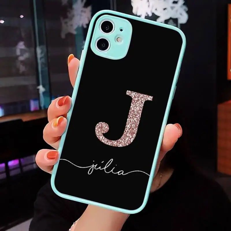 

Phone Case For iPhone 12 11 Mini Pro XR XS Max 7 8 Plus X LetterMonogram Matte transparent blue Cover