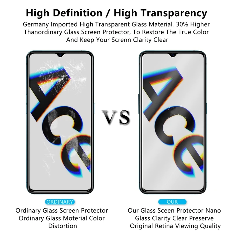 2PCS Protector de pantalla para Oppo Reno Ace de vidrio de 9H HD vidrio templado para Oppo Reno Ace Tel&eacute;fono de cristal para Oppo Reno Ace RenoAce 6,5"-2