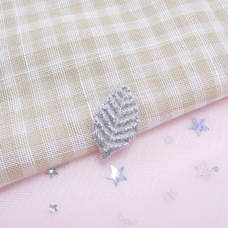 50 шт. тканевые нашивки с блестящими листьями заколки для волос аксессуары