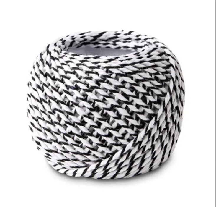 black and white 2 мм* 18 м двойной цвет Бейкер веревки витой шпагат хлопок шнур, веревка для ручной работы поставки рождественские украшения подарочная упаковка - Цвет: black and white
