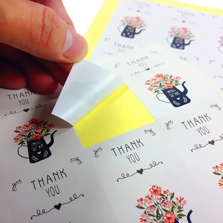 

600pcs THANK YOU Vase Pattern White Sealing Sticker Scrapbooking Labels Gift Packaging free shipping