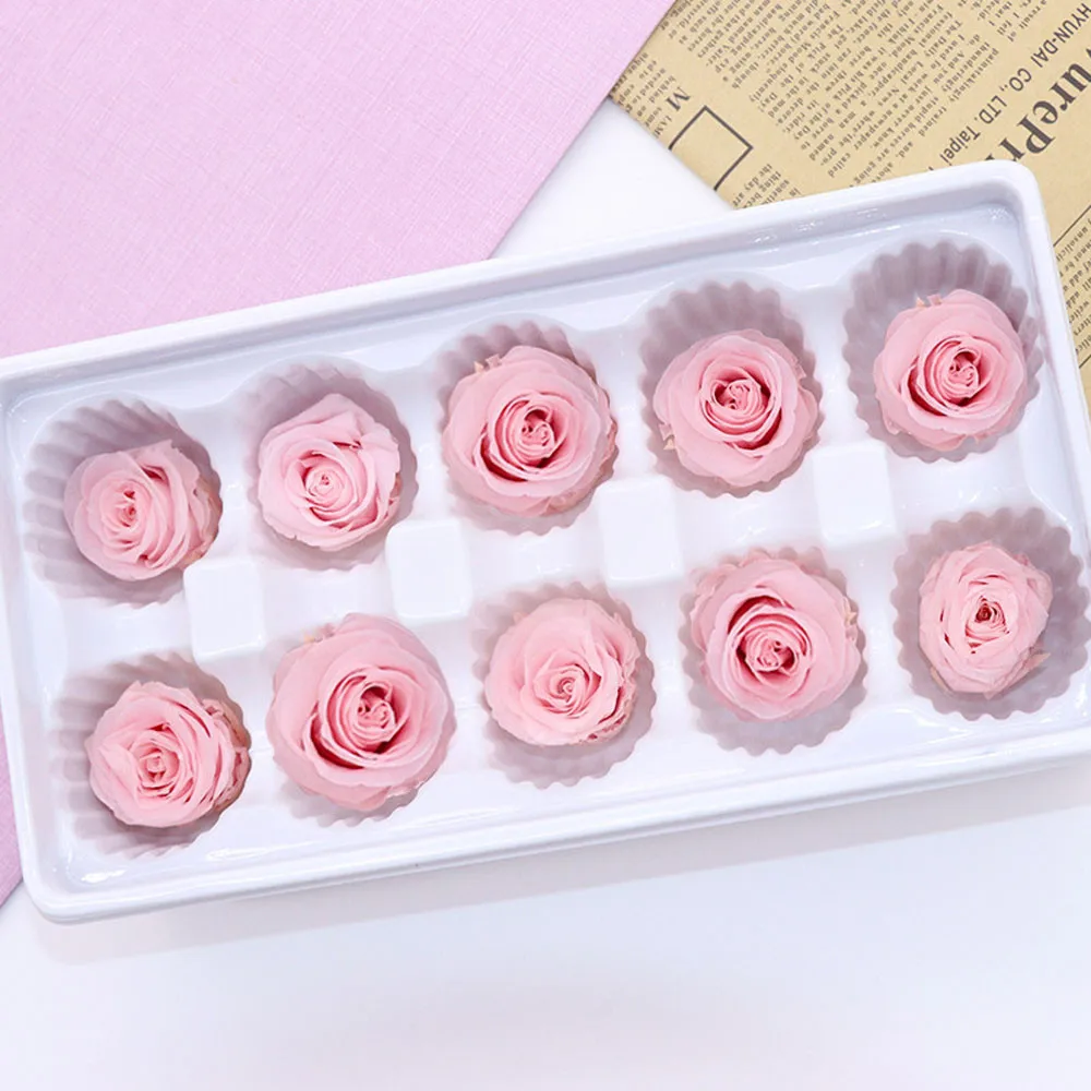12 цветов в коробке сохраненные цветы неувядающая Роза диаметр 3 4 см подарок на