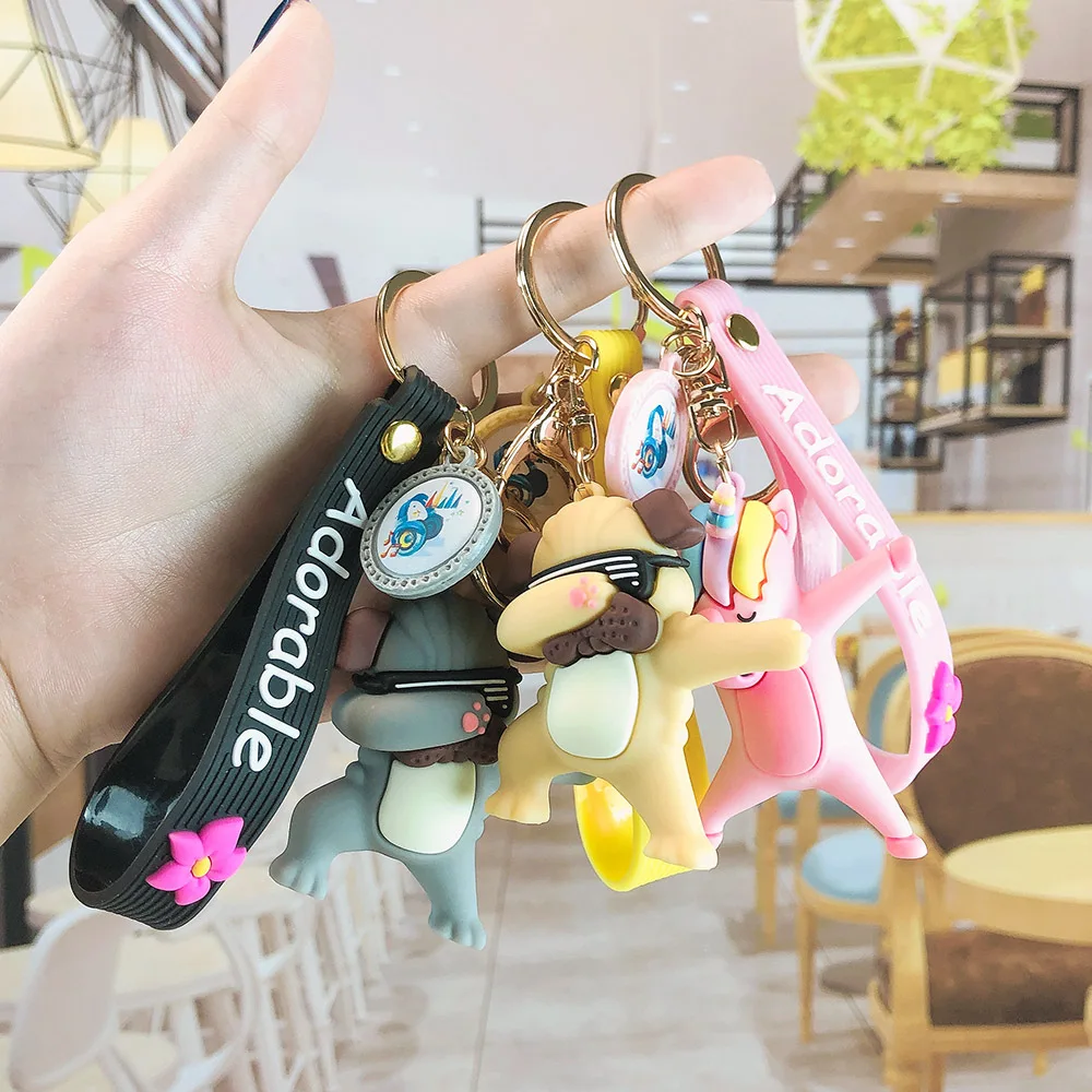 

New Fashion Cartoon Dancing Dog Keychain Creative Puppy Keyring Men's Car Keychain Female Bag Pendant Jewelry For Friends