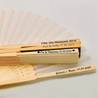 24 шт. персонализированный Выгравированный Шелковый Ручной Веер, свадебные аксессуары, винтажные веера, Индивидуальные свадебные сувениры