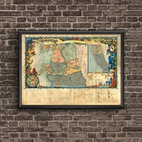 the world of the witcher map video game canvas poster home wall painting decoration no frame