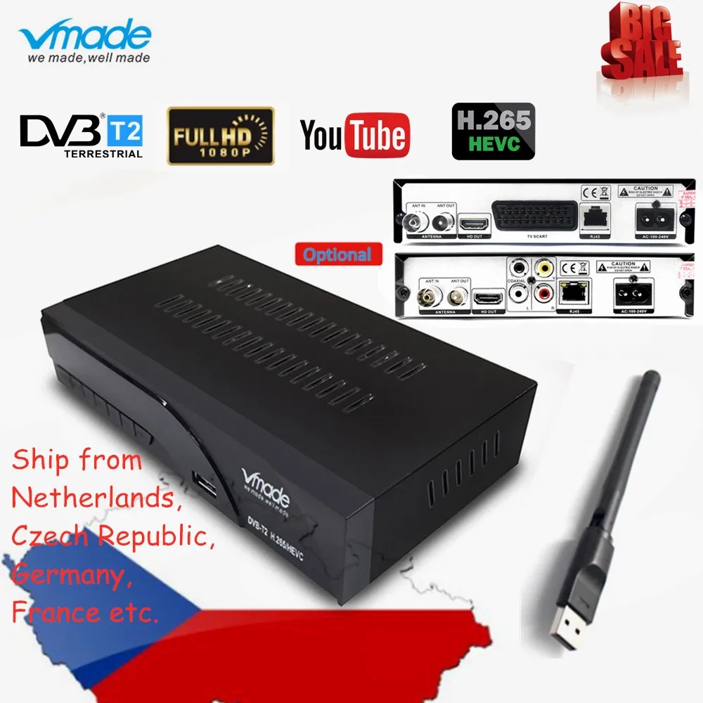 Новейший цифровой наземный ТВ тюнер Full HD DVB T2 K6 scart/AV 1080p H.265 / HEVC поддержка YouTube