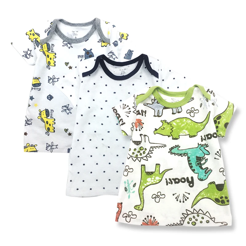 3 шт./лот летняя футболка с рисунком динозавра для маленьких мальчиков и девочек