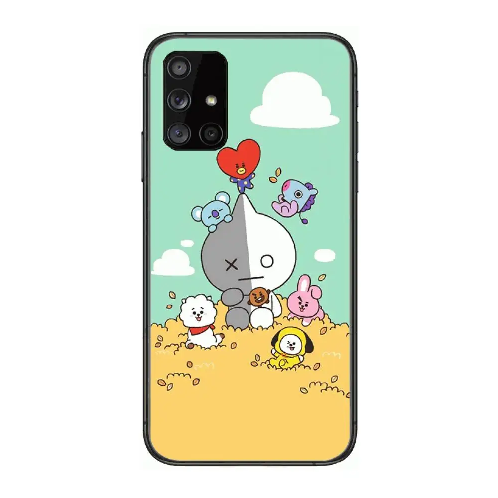 

Luxury Cartoon Cute BT21 Phone Case Hull For Samsung Galaxy A 90 50 51 20 71 70 40 30 10 80 E 5G S Black Shell Art Cell Cover