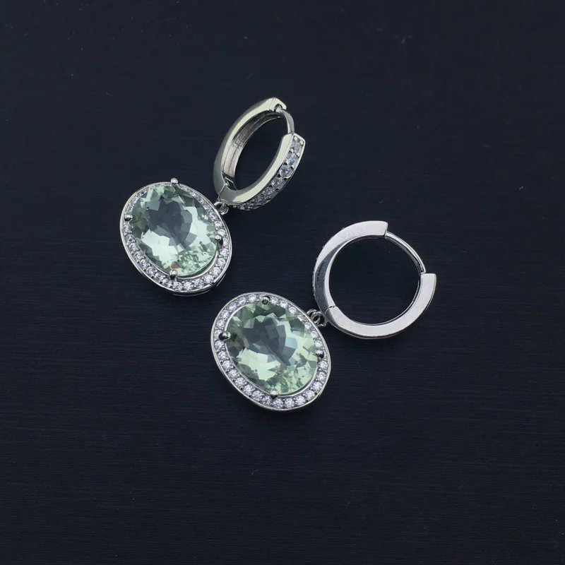 Набор ювелирных изделий CSJ из серебра 925 пробы с натуральным зеленым аметистом