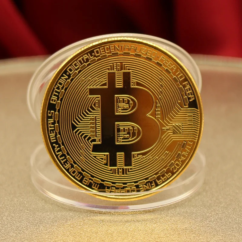 

Gold Plated Bitcoin Coin Art Souvenir Great Gift Collectible Physical Metal Coin Crypto Commemorative Coin