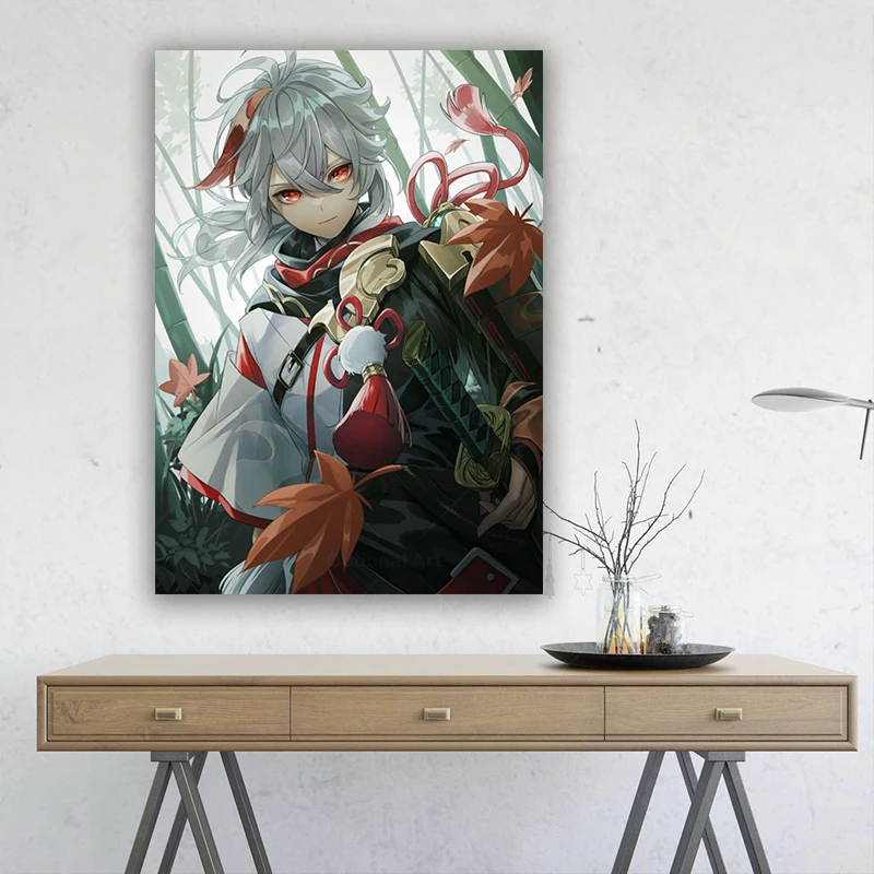 Каэдехара казуха картина геншин ударная видеоигра постер для домашнего декора