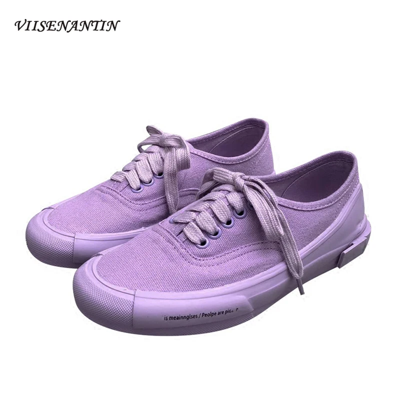 

Кеды женские на плоской подошве, повседневные парусиновые туфли, модные стильные туфли для скейтборда, корейский стиль, фиолетовые, весна-о...