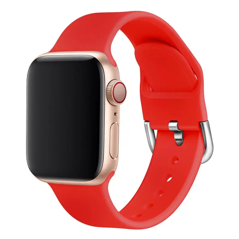 China red Спортивный силиконовый ремешок для apple watch 5 4 band 44 мм iwatch band 42 мм correa 38 мм pulseira apple watch 5 4 3 2 Браслет ремешок для часов - Цвет ремешка: China red