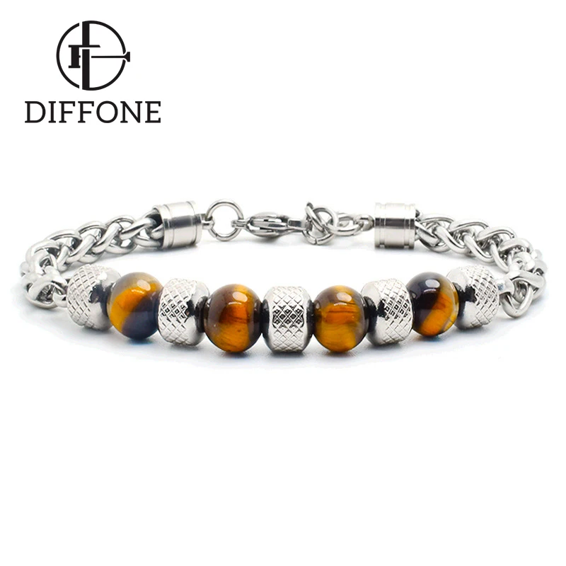 Мужской браслет из натурального камня с бусинами в виде скелета дракона