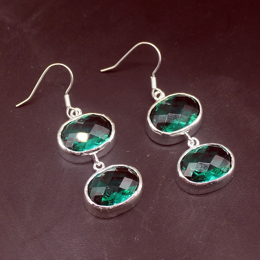 

Fashion Wonderful Gemstone Multi Green Topaz Genuine 925 Silver Dangle Hook Earrings Jewelry Gifts for Women Girls 20213690