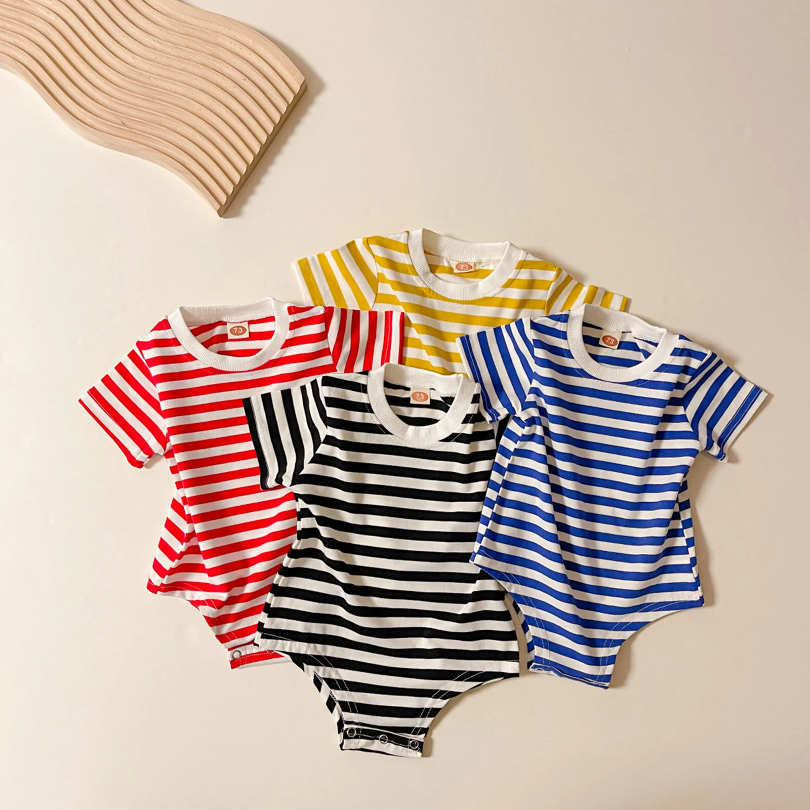 

Summer Newborn Baby Girls Boys Cotton Romper One piece Jumpsuit Infant Baby Outfit Stripe Romper Children's Clothes 6 9 12 18M
