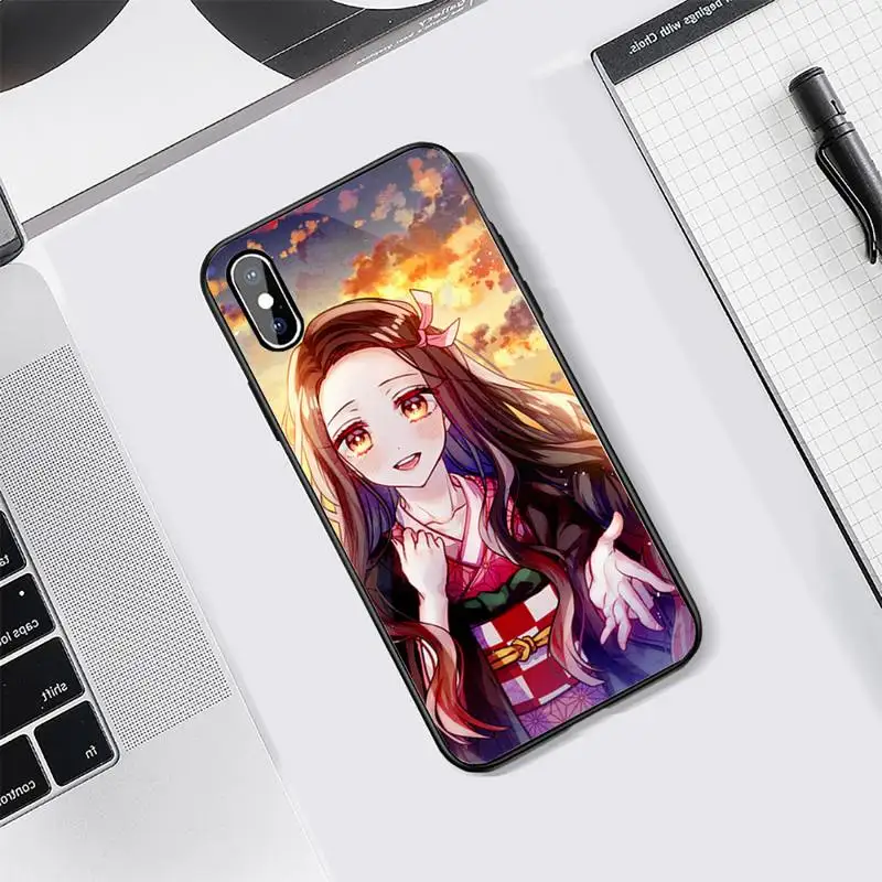 

Anime Demon Slayer Kimetsu no Yaiba Phone Case Tempered glass For iphone 5C 6 6S 7 8 plus X XS XR 11 PRO MAX