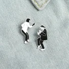 Значок на лацкан для одежды, черно-белый, с эмалью, в подарок для фанатов, друзей, мешочек для брошек