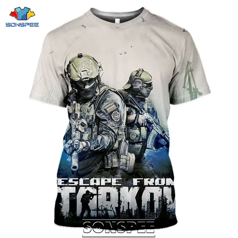 Мужские футболки SONSPEE Escape of tarkoв повседневные мужские в стиле Харадзюку С аниме