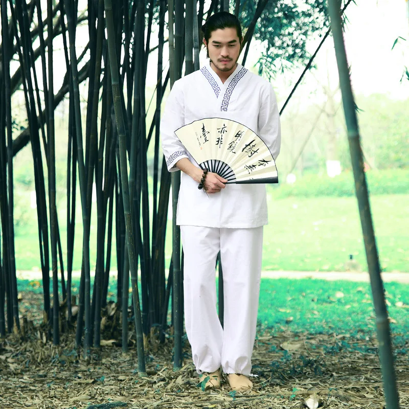 Весенний Мужской комплект для йоги свободные топы рубашки штаны с широкими