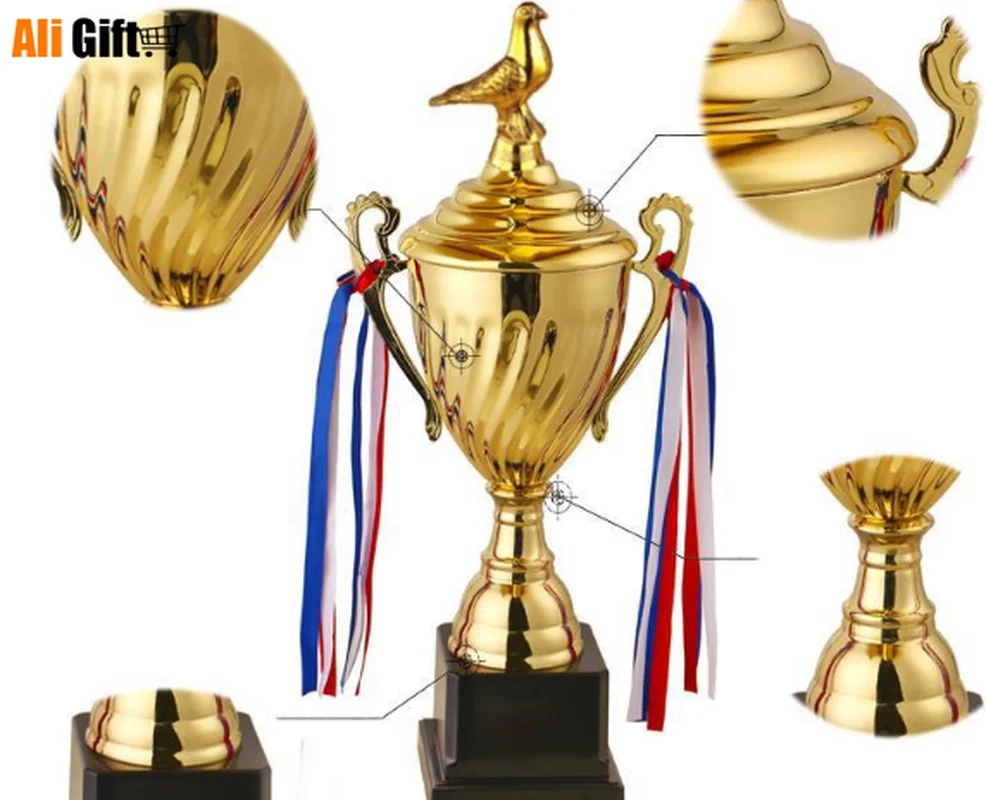 Hot Sale Sports Athletic Prize Award Trophy Cups Golden Plated Metal Cup Pigeon Trophies Medals 28cm Height | Дом и сад