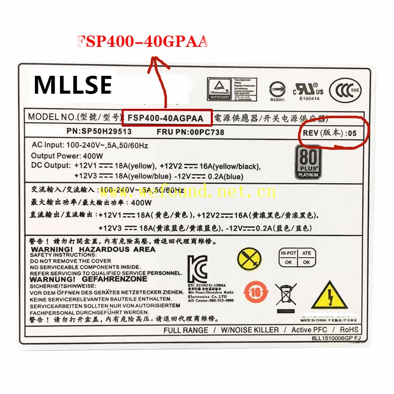 

100% working power supply For model FSP400-40AGPAA MAX 400W REV 05 Fully tested