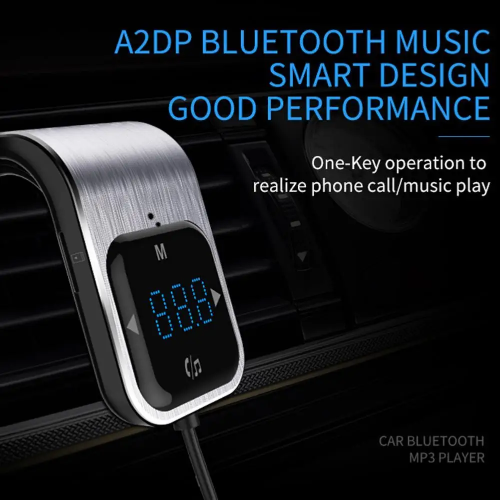 

FM Transmitter Support TF Card Dual USB Port 2.4A Hands-Free Bluetooth-compatible 4.2 with Fast Charger FM Modulator for Car