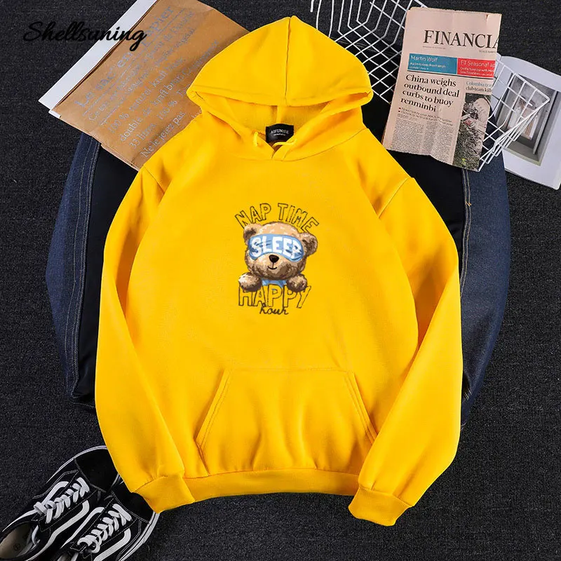 

Shellsuning Printed Autumn Women Classic Pattern Female Hooded Female Sweatshirt Clothing Bear Hoodie Aesthetic Comfortable
