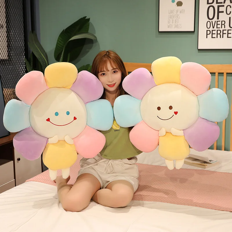 

60/95cm Hot Sale Colorful Flower Plush Pillow Toy Soft Cartoon Plant Stuffed Doll Chair Cushion Sofa Kids Lovers Birthday Gifts