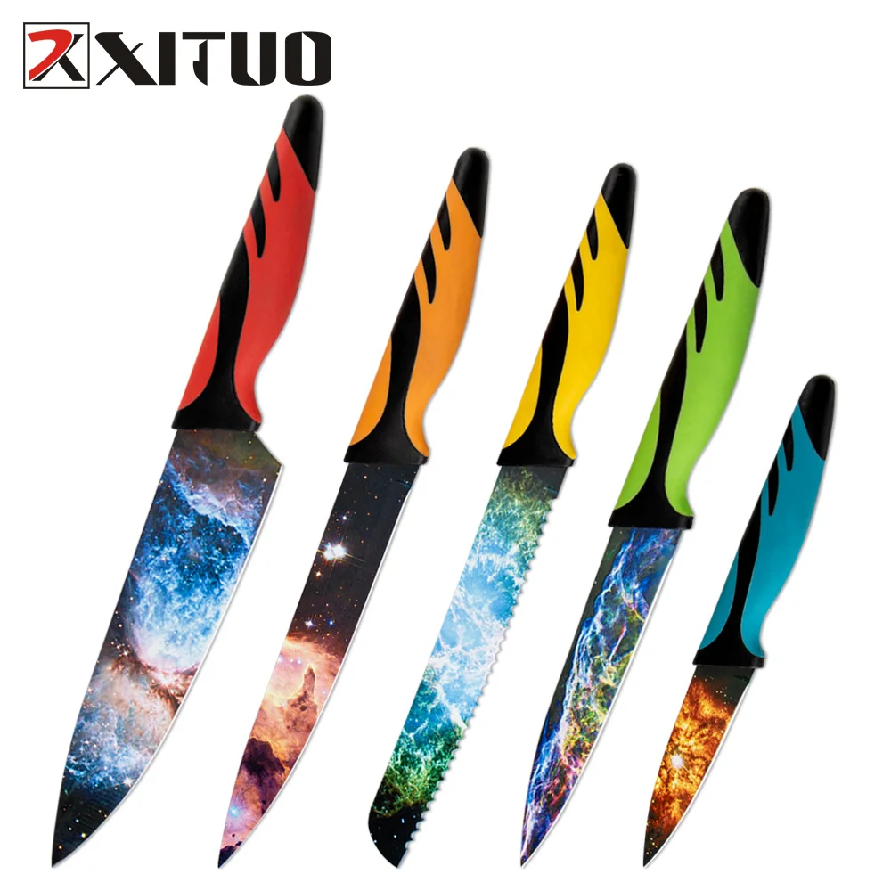 

XITUO 5PCS Kithcen Knife Set Sharp Utility Chef Knife Cooking Cutlery Slicing Vegetable Meat Cleaver Cook Tool 2021 New Arrival