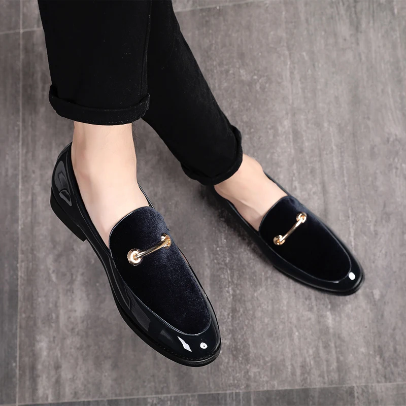 

Babebcbd 2019 Fashion Pointed Toe Dress Shoes Men Loafers Patent Leather Oxford Shoes for Men Formal Mariage Wedding Shoes