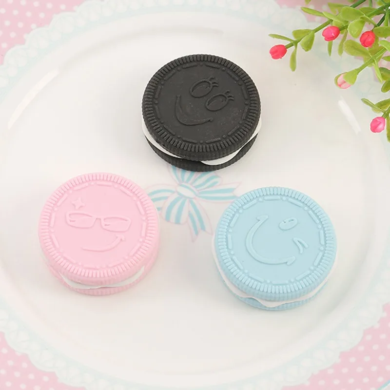 1PCS Creative Eraser Chocolate Cake Strawberry Biscuit Cookie Modeling School Supplies Sandwich Pink Blue Black Dessert Rubber | Канцтовары