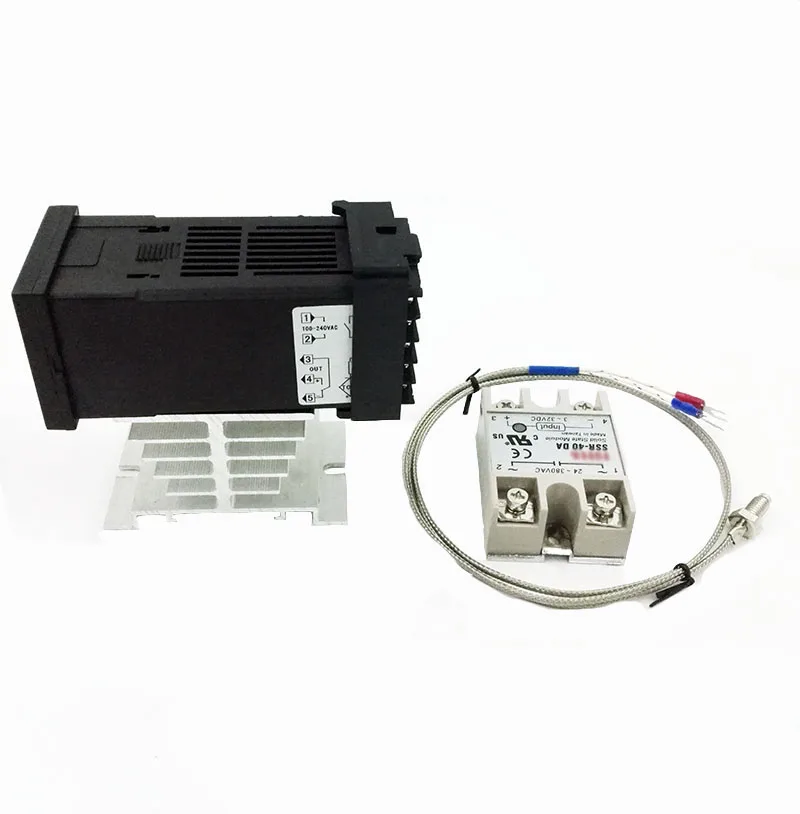 Цифровой RKC PID термостат контроллер температуры цифровой REX-C100+ 40A SSR реле+ K термопары зонд