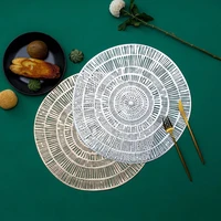 placemat round hollow wood grain of stump pvc kitchen accessories cup coasters heat resistant table napkin ornament mat 38cm 1pc