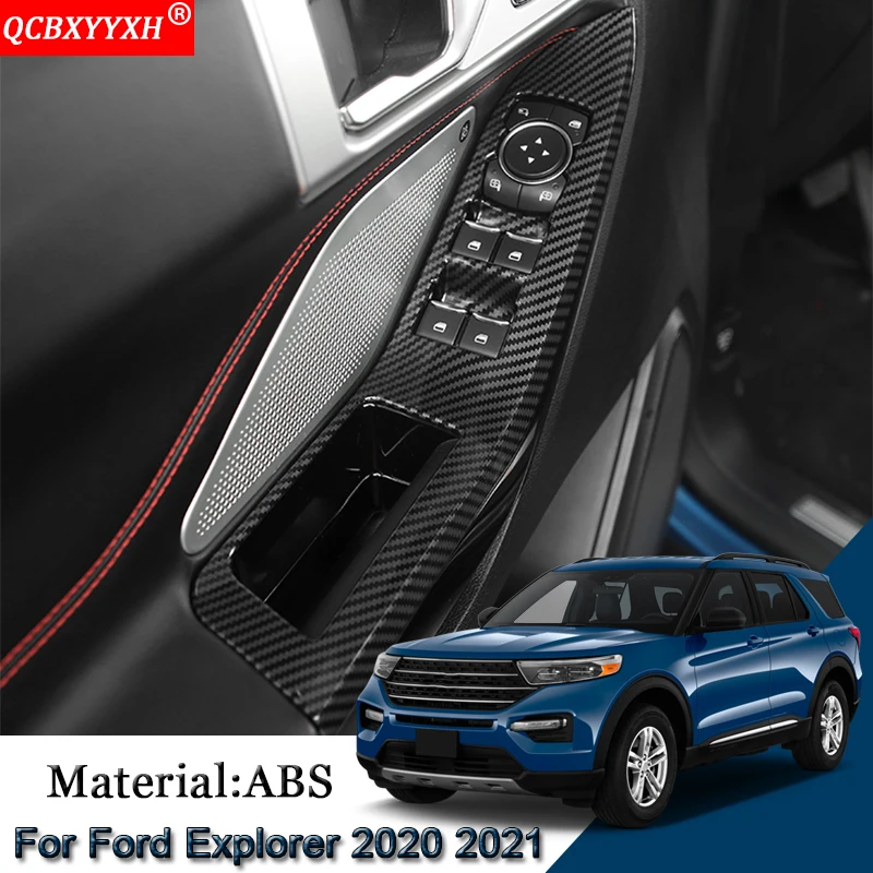 Car Styling Car Interior Door Window Lift Switch Panel Cover Trim Sequins Auto Stickers Accessories For Ford Explorer 2020 2021